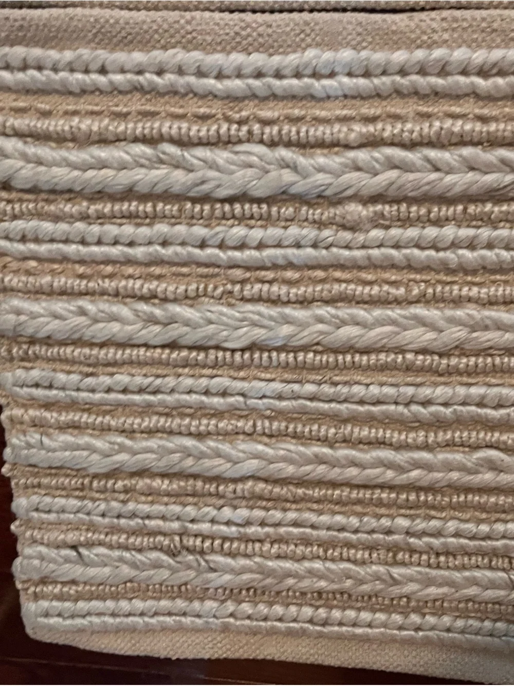 Pottery Barn Cream and Tan Braided Cotton Rug-Style Bath Mat
